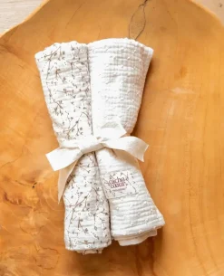 Cache Cœur Accessoires Bebe|Homewear-2 Maxi Langes bébé 65x65cm Trousseau Beige