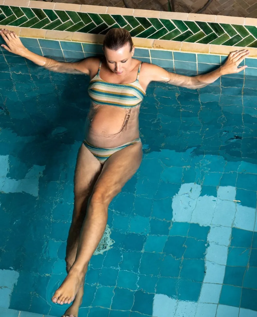 Cache Cœur Maillots De Bain De Grossesse|Maillots De Bain Allaitement-Bikini de maternité Rainbow Turquoise