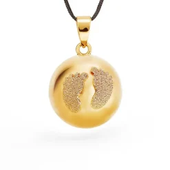 Cache Cœur Bolas De Grossesse|Bolas De Grossesse-Bola de grossesse - Babyfeet - doré à l'or - poudre de diamant