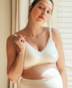 Cache Cœur Soutiens-gorge Sans Armatures|Soutiens-gorge Sans Armatures-Brassière de grossesse et d’allaitement Organic naturel Blanc
