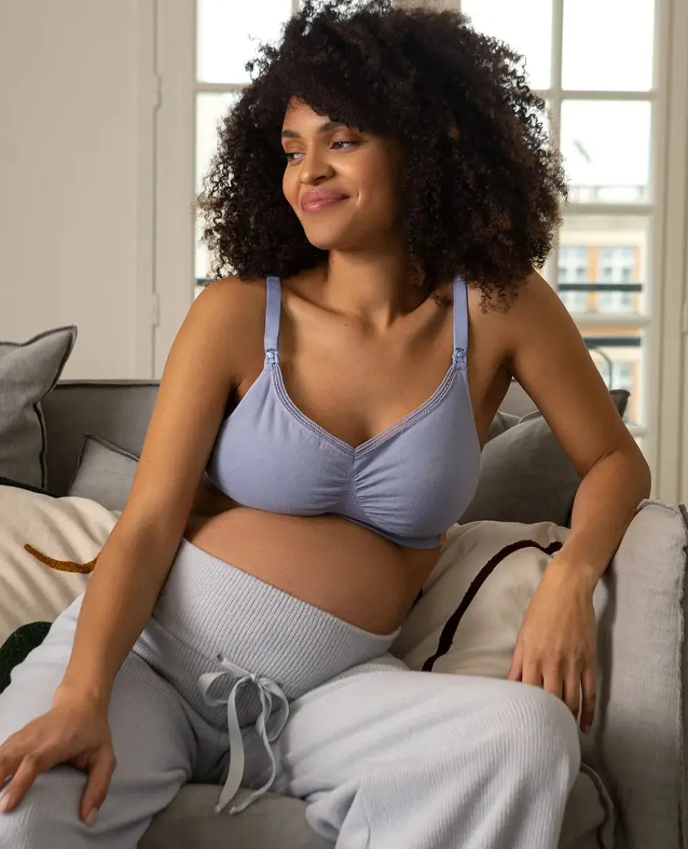 Cache Cœur Soutiens-gorge Sans Armatures|Soutiens-gorge Sans Armatures-Brassière de grossesse et d’allaitement Organic et Bleu