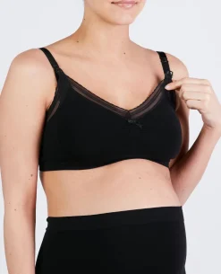 Cache Cœur Soutiens-gorge Sans Armatures|Soutiens-gorge Sans Armatures-Brassière de grossesse et d'allaitement Milk Noir