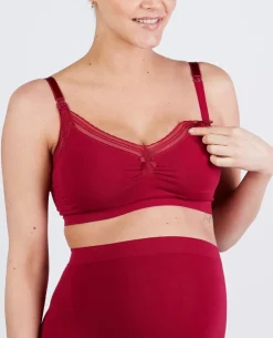 Cache Cœur Soutiens-gorge Sans Armatures|Soutiens-gorge Sans Armatures-Brassière de grossesse et d'allaitement Milk Bordeaux