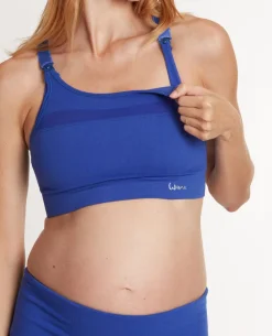 Cache Cœur Sportswear De Maternité|Soutiens-gorge Sans Armatures-Brassière de sport de grossesse et d’allaitement Woma bleu électrique