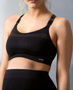 Cache Cœur Sportswear De Maternité|Soutiens-gorge Sans Armatures-Brassière de sport de grossesse et d’allaitement Woma noir