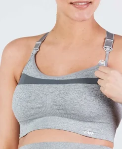 Cache Cœur Sportswear De Maternité|Soutiens-gorge Sans Armatures-Brassière de sport de grossesse et d’allaitement Woma gris
