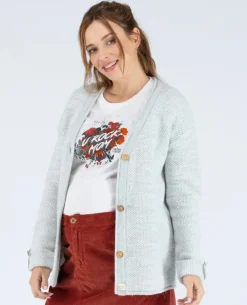 Cache Cœur Pulls D'allaitement|Hauts-Cardigan de grossesse en maille Abelha gris perle