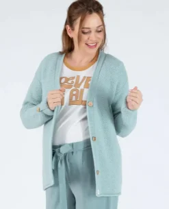 Cache Cœur Pulls D'allaitement|Hauts-Cardigan de grossesse en maille Abelha sauge