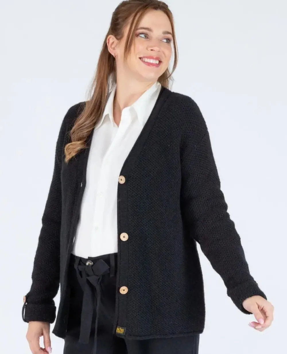 Cache Cœur Pulls D'allaitement|Hauts-Cardigan de grossesse en maille Abelha noir