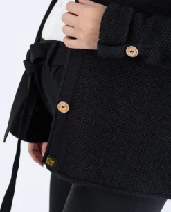 Cache Cœur Pulls D'allaitement|Hauts-Cardigan de grossesse en maille Abelha noir