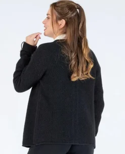 Cache Cœur Pulls D'allaitement|Hauts-Cardigan de grossesse en maille Abelha noir
