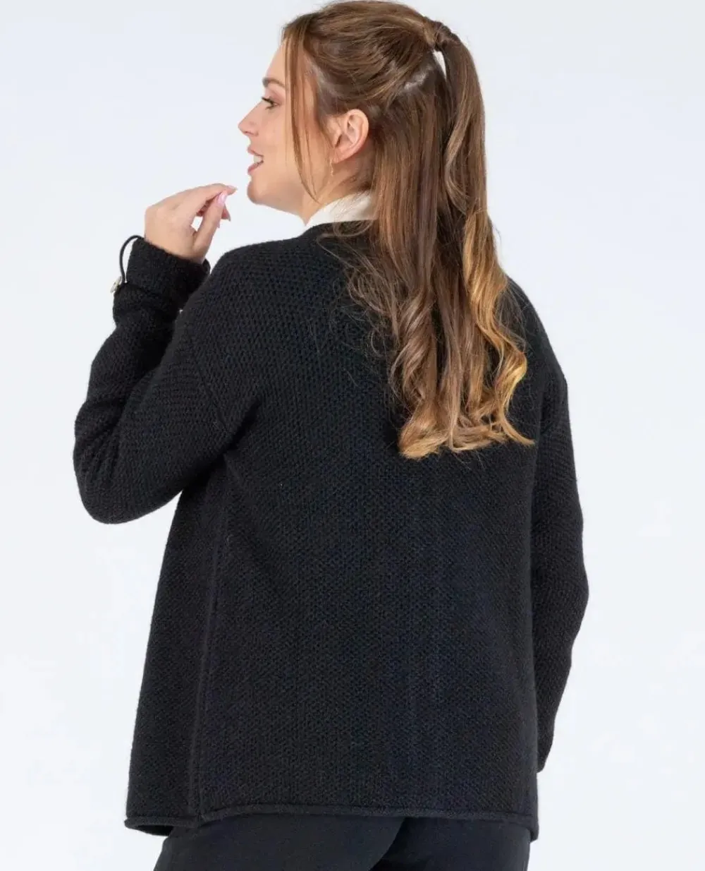 Cache Cœur Pulls D'allaitement|Hauts-Cardigan de grossesse en maille Abelha noir