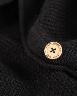 Cache Cœur Pulls D'allaitement|Hauts-Cardigan de grossesse en maille Abelha noir