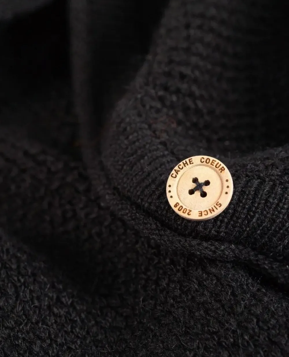 Cache Cœur Pulls D'allaitement|Hauts-Cardigan de grossesse en maille Abelha noir