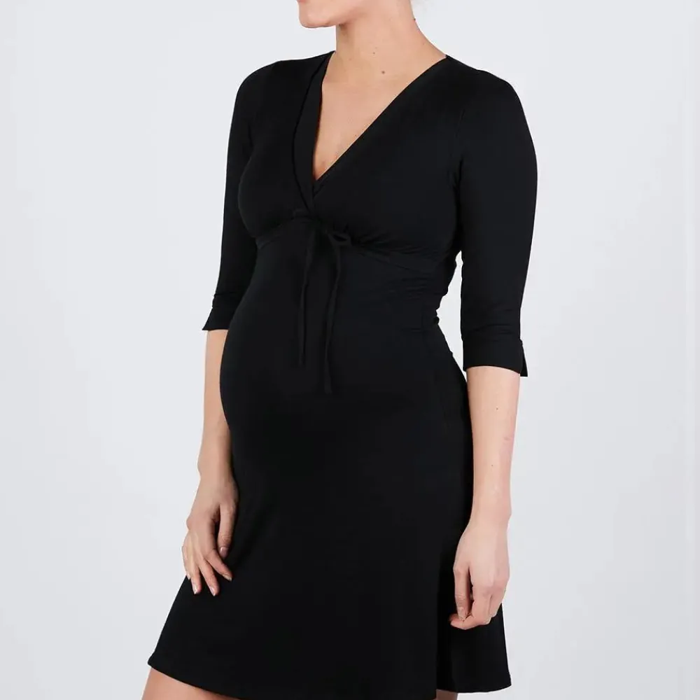 Cache Cœur Homewear|Nuisettes Grossesse-Chemise de nuit de maternité et d'allaitement Milk Noir