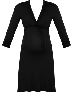 Cache Cœur Homewear|Nuisettes Grossesse-Chemise de nuit de maternité et d'allaitement Milk Noir