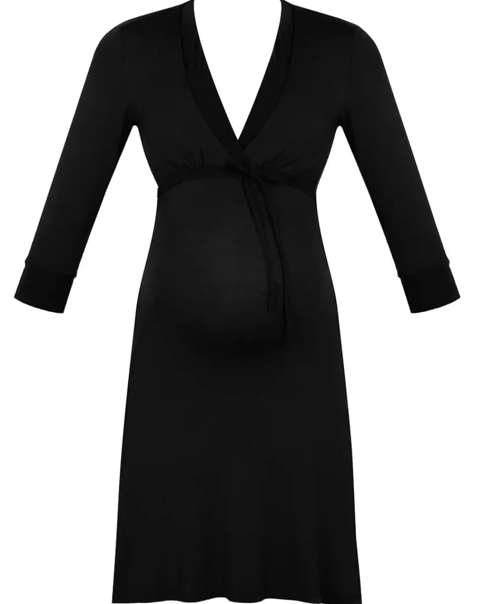 Cache Cœur Homewear|Nuisettes Grossesse-Chemise de nuit de maternité et d'allaitement Milk Noir