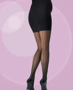 Cache Cœur Collants Et Leggings De Grossesse-Collant de grossesse fin Couture Noir