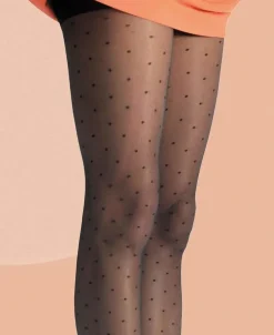 Cache Cœur Collants Et Leggings De Grossesse-Collant de grossesse fin plumetis Noir