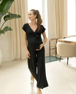Cache Cœur Homewear|Pyjamas Grossesse-Combinaison de grossesse et d’allaitement Origin noir