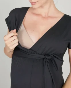 Cache Cœur Homewear|Pyjamas Grossesse-Combinaison de grossesse et d’allaitement Origin noir