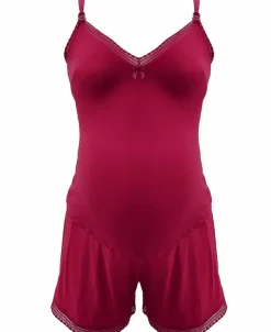 Cache Cœur Nuisettes Grossesse|Pyjamas & Homewear-Combishort de grossesse Milk Bordeaux