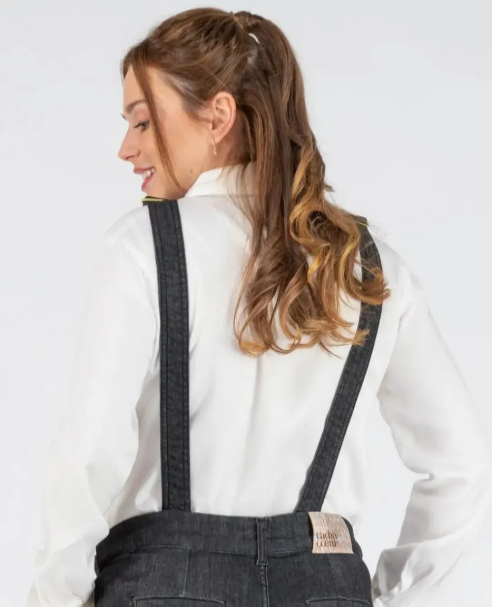Cache Cœur Jeans-Haut de salopette en jean Charlie Noir
