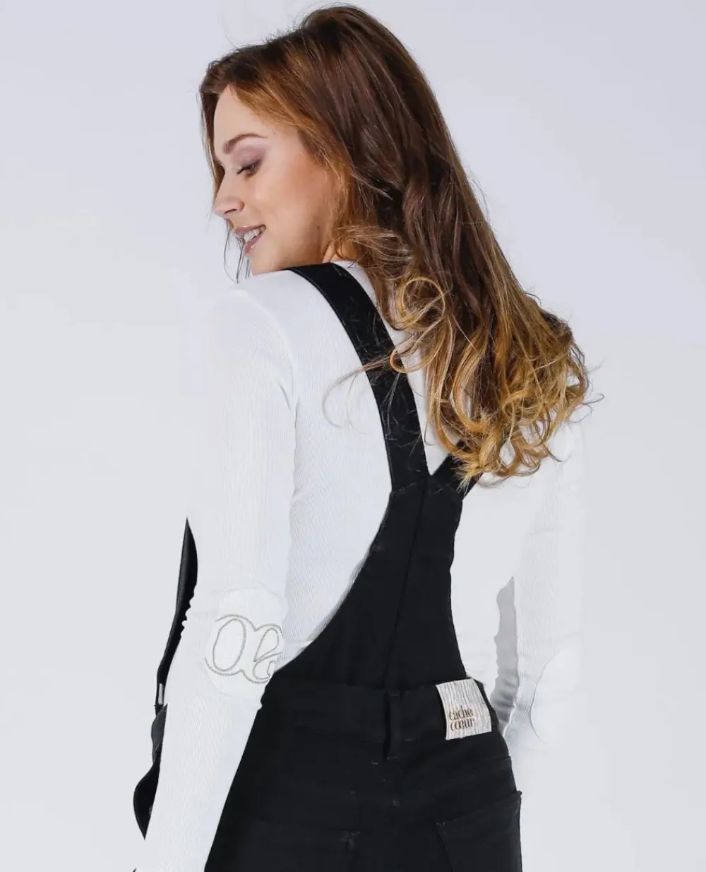 Cache Cœur Jeans-Haut de salopette en jean Stone noir