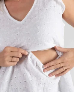 Cache Cœur Chemises Et Tops D'allaitement|Hauts-Haut papillon de grossesse et d’allaitement Suzanne blanc brodé