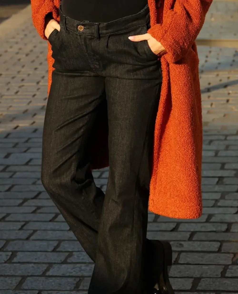 Cache Cœur Pantalons, Jupes & Shorts|Jeans-Jean de grossesse flare Sabrina noir