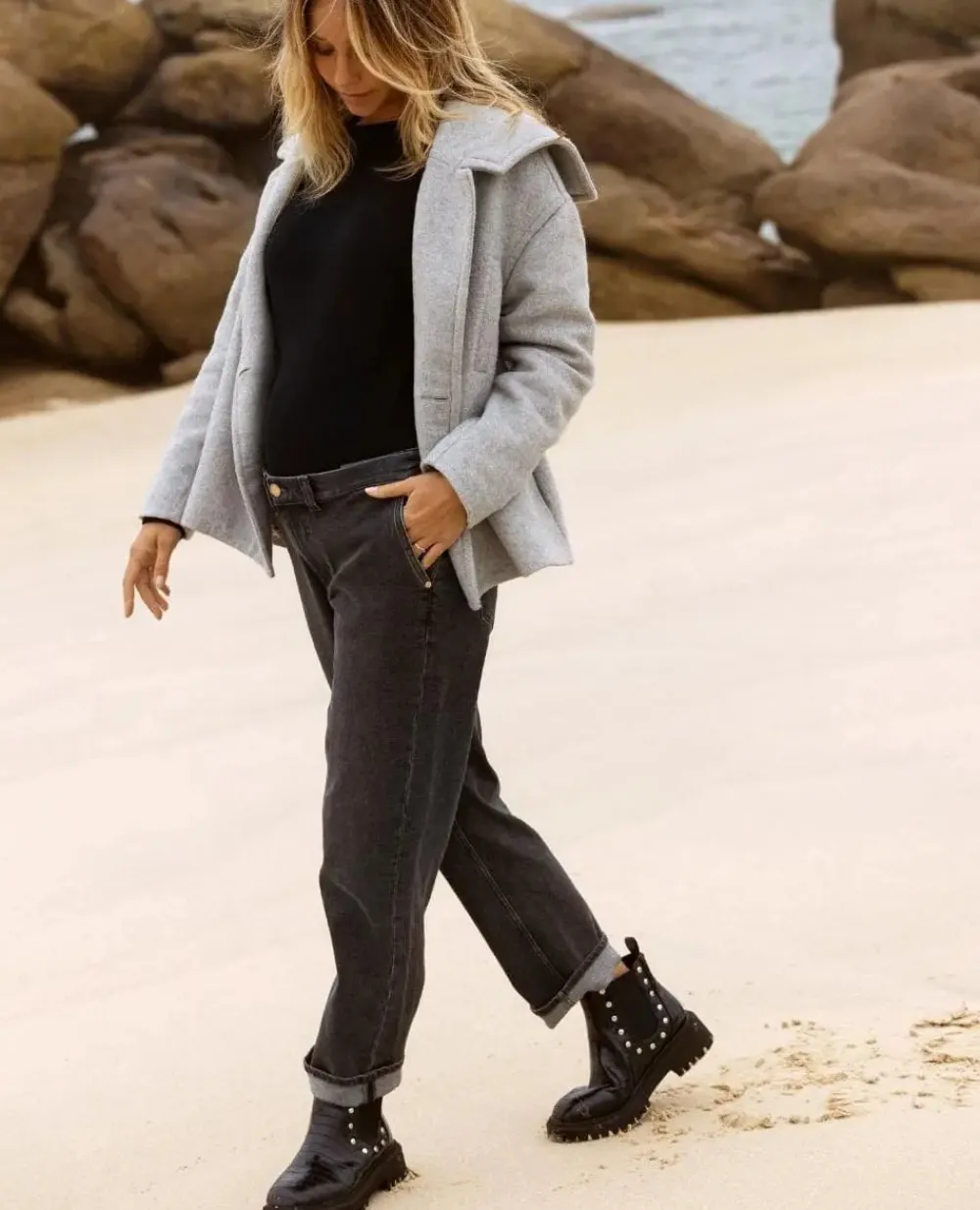 Cache Cœur Pantalons, Jupes & Shorts|Jeans-Jean de grossesse mom fit Carrie gris used