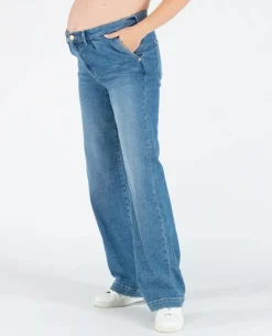 Cache Cœur Pantalons, Jupes & Shorts|Jeans-Jean de grossesse wide leg Kelly mid blue