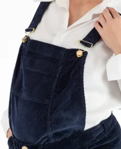 Cache Cœur Pantalons, Jupes & Shorts|Jeans-Jupe salopette de grossesse en velours Bonnie marine
