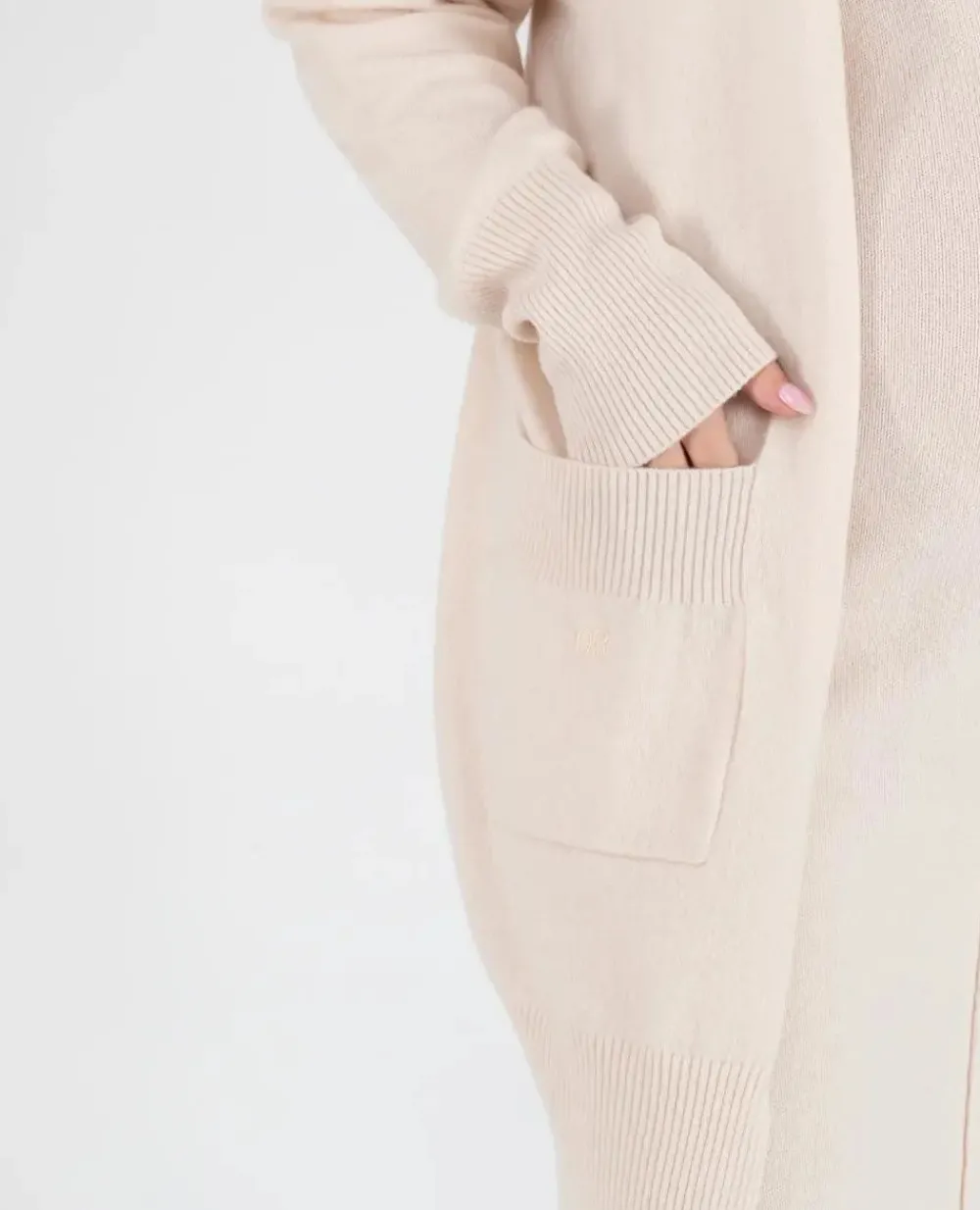 Cache Cœur Pulls D'allaitement|Vestes D'intérieur-Long cardigan de grossesse en cachemire Laurie sable