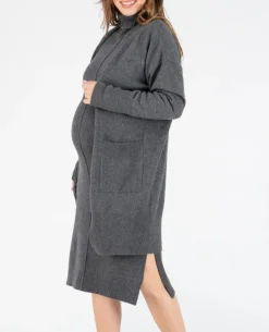 Cache Cœur Pulls D'allaitement|Vestes D'intérieur-Long cardigan de grossesse en cachemire Laurie anthracite