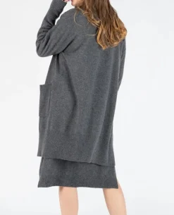 Cache Cœur Pulls D'allaitement|Vestes D'intérieur-Long cardigan de grossesse en cachemire Laurie anthracite