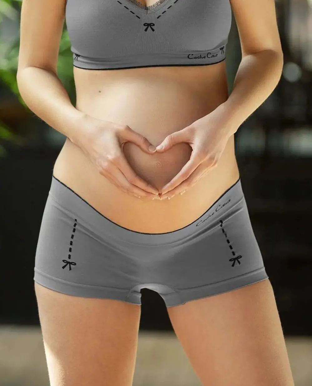 Cache Cœur Bundles / Pack / Lots|Bundles / Pack / Lots-Lot de 3 Shorty de grossesse Illusion gris