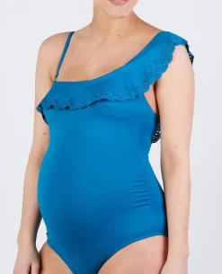Cache Cœur Maillots De Bain De Grossesse|Maillots De Bain Allaitement-Maillot de bain de grossesse Bloom retro blue Bleu