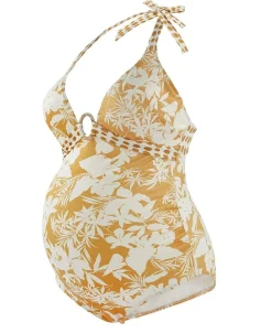 Cache Cœur Maillots De Bain De Grossesse|Maillots De Bain Allaitement-Maillot de bain de grossesse avec armatures Antigua Jaune