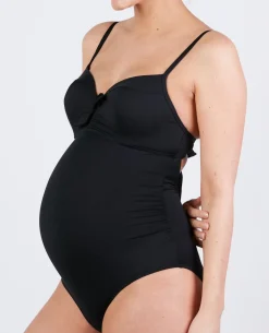 Cache Cœur Maillots De Bain De Grossesse|Maillots De Bain Allaitement-Maillot de bain de grossesse avec armatures Monaco Noir