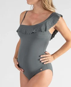 Cache Cœur Maillots De Bain De Grossesse|Maillots De Bain Allaitement-Maillot de bain de grossesse Bloom kaki Vert