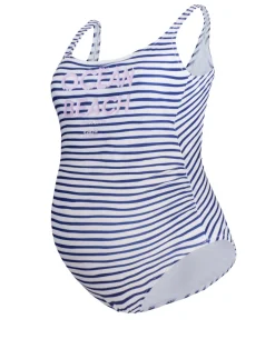 Cache Cœur Maillots De Bain De Grossesse|Maillots De Bain Allaitement-Maillot de bain de grossesse Ocean Beach blanc/marine