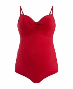Cache Cœur Maillots De Bain De Grossesse|Maillots De Bain Allaitement-Maillot de bain de grossesse avec armatures Monaco Passion Rouge