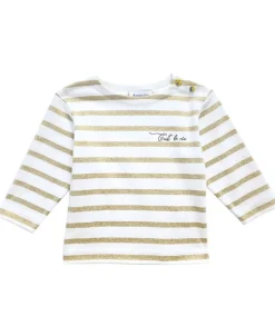 Cache Cœur Accessoires Bebe|Hauts-Marinière BÉBÉ Morgat doré coton bio - Made in France -