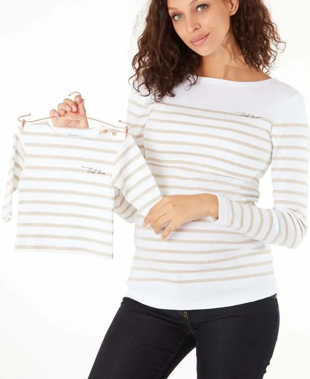 Cache Cœur Accessoires Bebe|Hauts-Marinière BÉBÉ Morgat doré coton bio - Made in France -