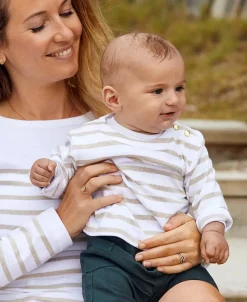 Cache Cœur Accessoires Bebe|Hauts-Marinière BÉBÉ Morgat doré coton bio - Made in France -