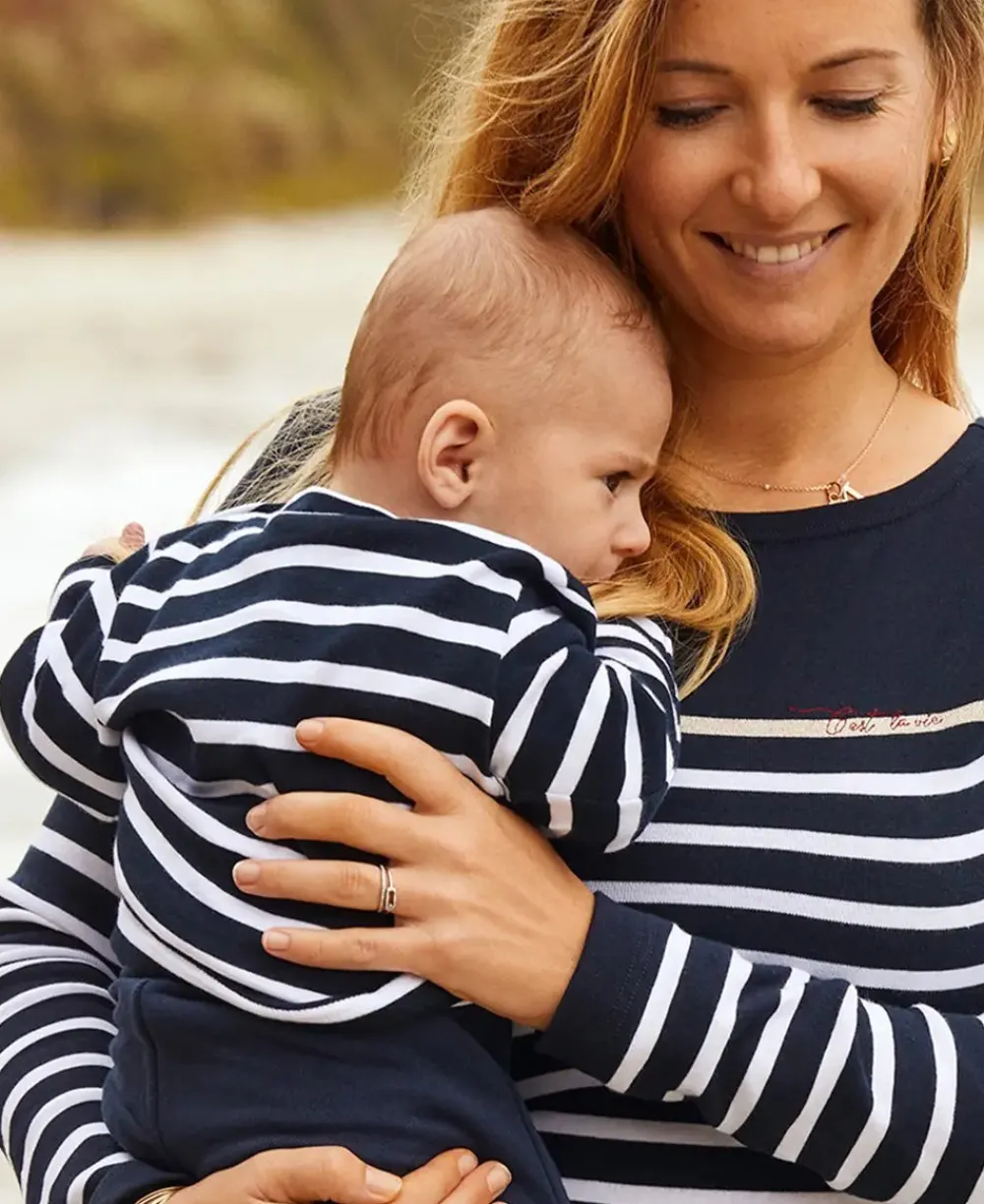 Cache Cœur Accessoires Bebe|Hauts-Marinière BÉBÉ Morgat marine coton bio - Made in France -