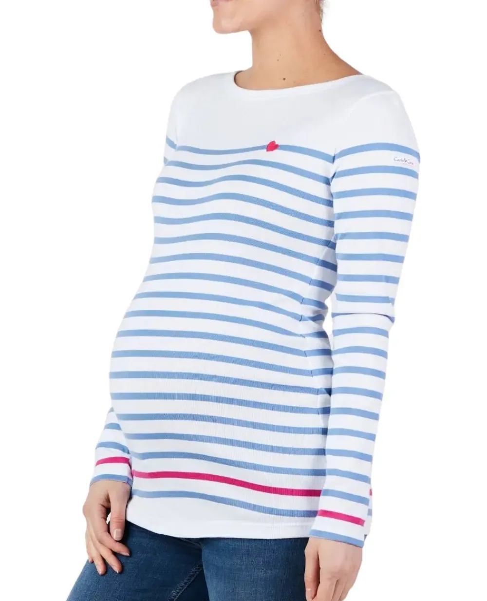 Cache Cœur Pulls D'allaitement|Chemises Et Tops D'allaitement-Marinière de grossesse blanc et bleu Brest - Made in France