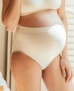 Cache Cœur Culottes De Grossesse|Culottes Et Shortys-Maxi culotte de grossesse sans couture Organic naturel Blanc