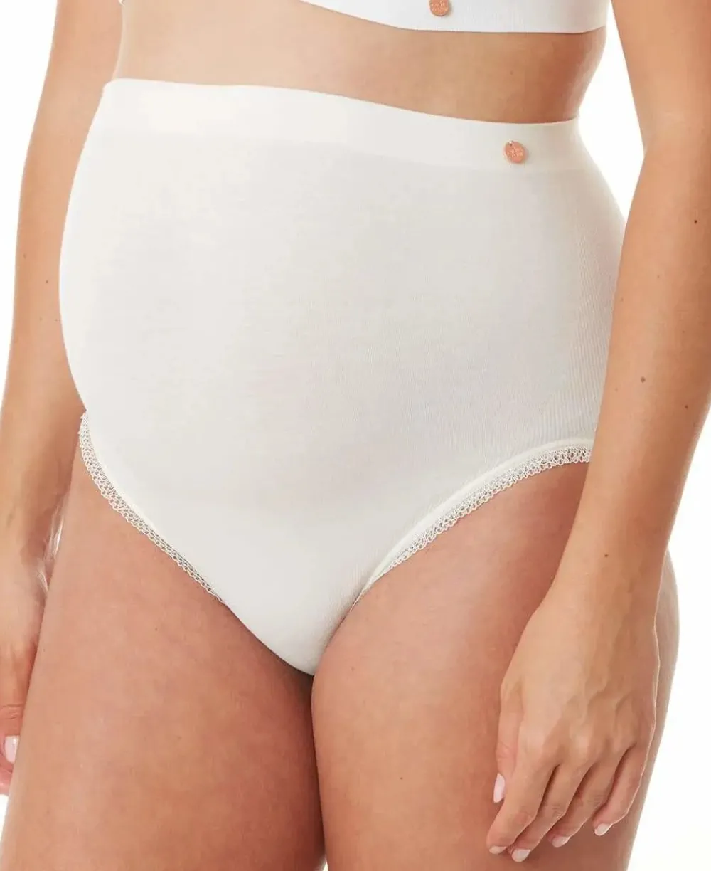 Cache Cœur Culottes De Grossesse|Culottes Et Shortys-Maxi culotte de grossesse sans couture Organic naturel Blanc